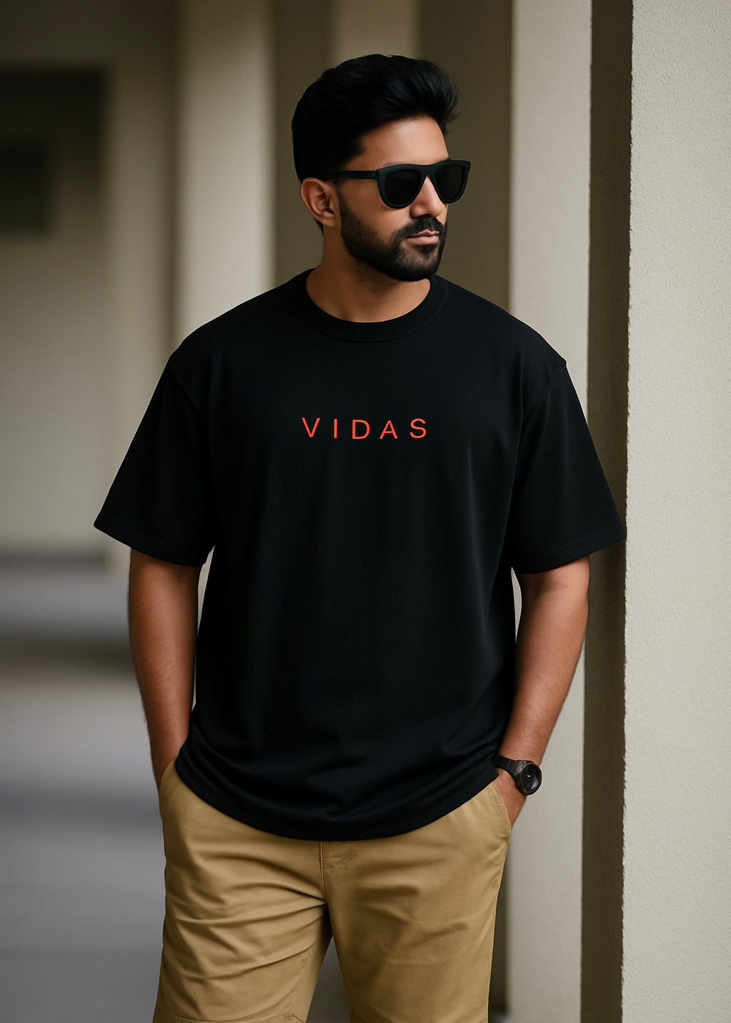 Relaxed Fit UNISEX French Terry T-Shirts 100% Premium Cotton BLACK