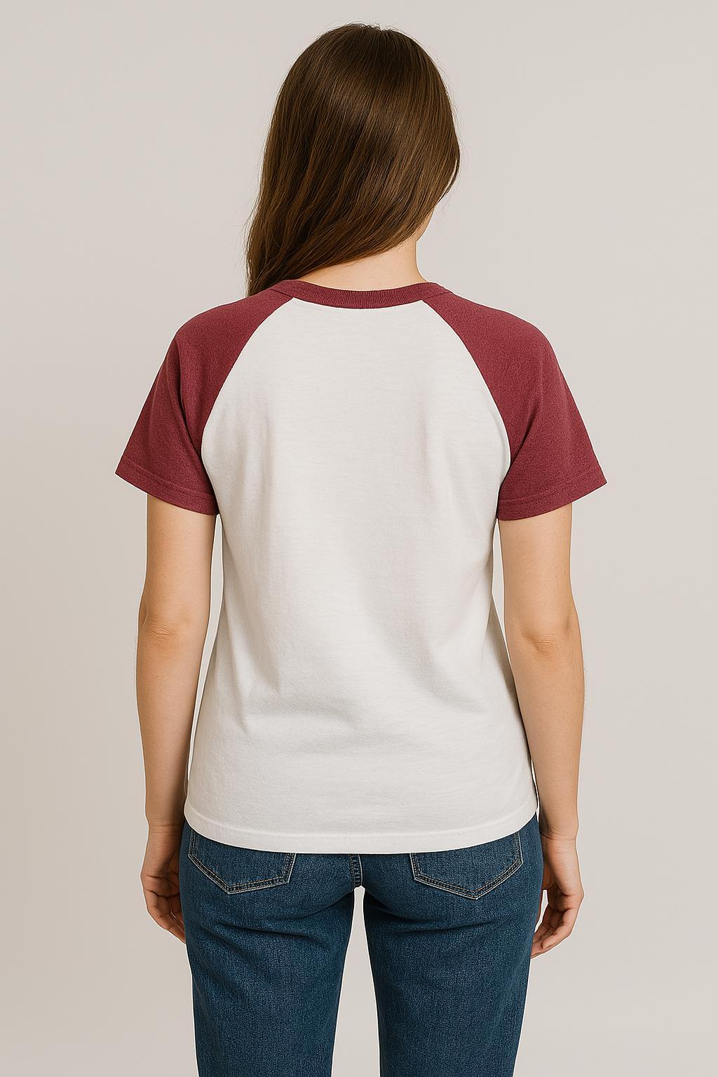 Premium Men’s/Women’s Cardinal HTR Red Raglan Sleeve Cotton T-Shirt