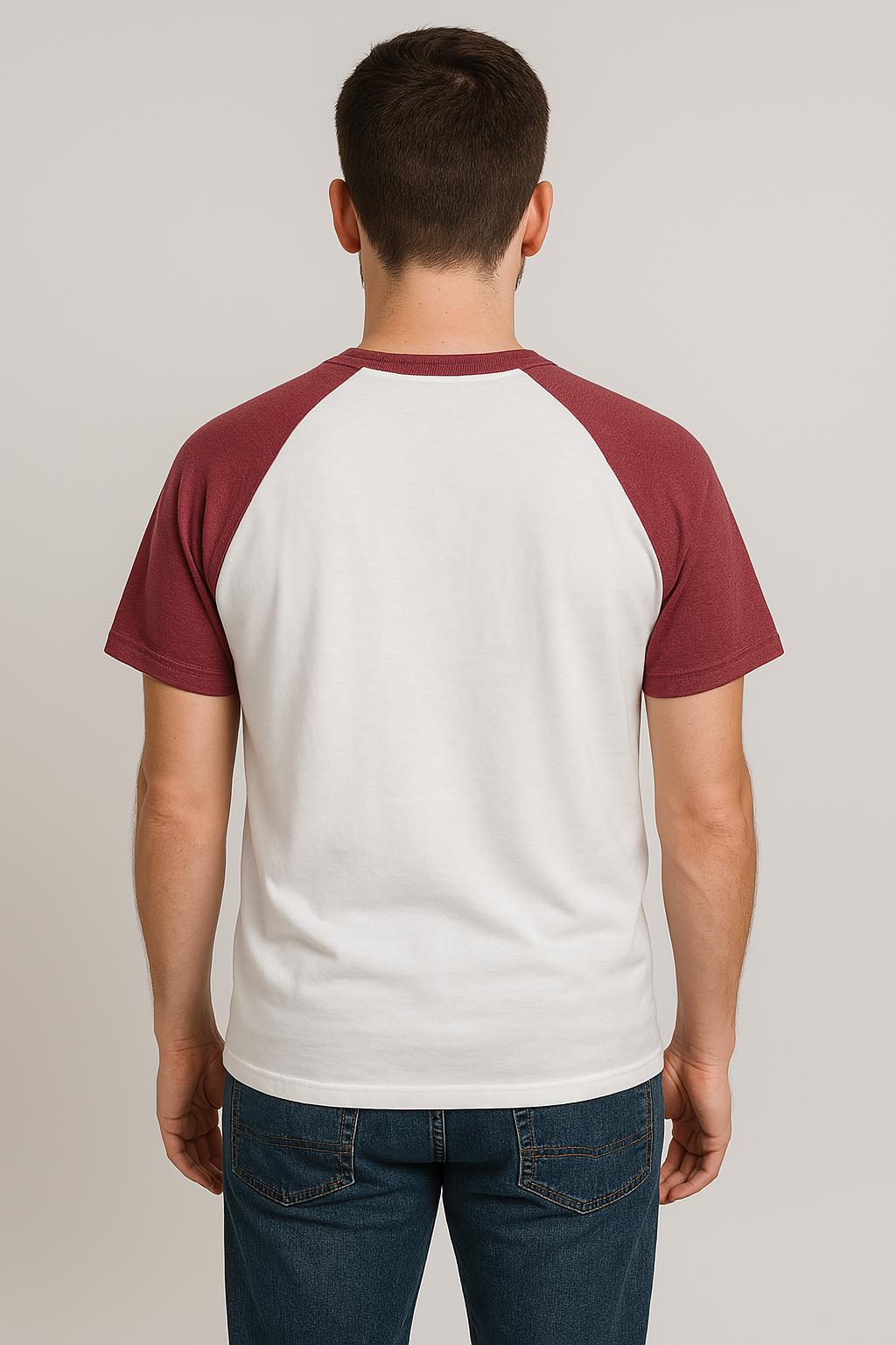 Premium Men’s/Women’s Cardinal HTR Red Raglan Sleeve Cotton T-Shirt