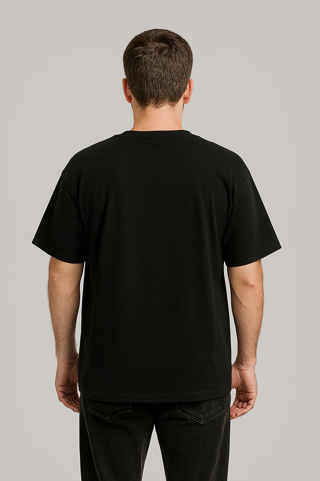 Relaxed Fit UNISEX French Terry T-Shirts 100% Premium Cotton BLACK