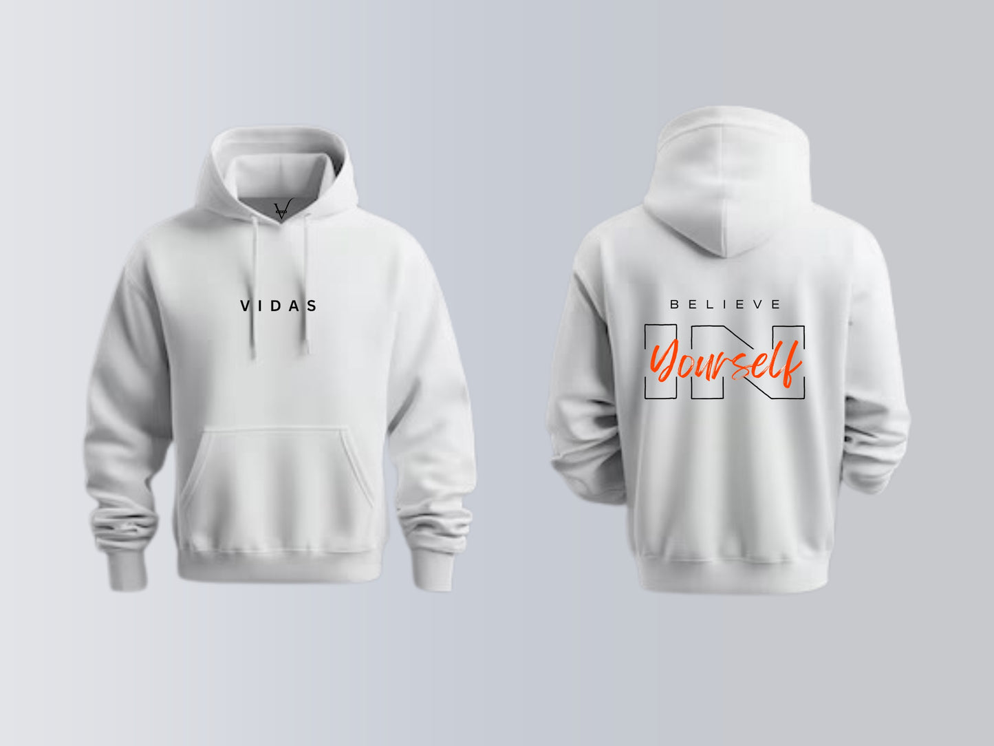 Premium WHITE 100% cotton 340 GSM Hoodie with motivational Quotes