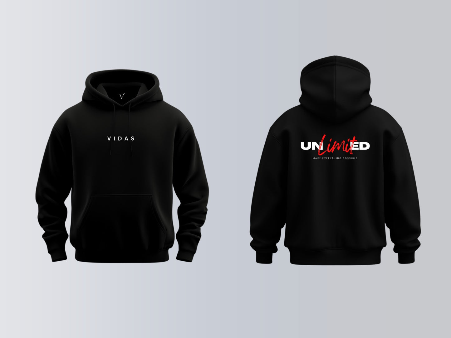 Premium BLACK 100% cotton 340 GSM Hoodie with motivational Quotes